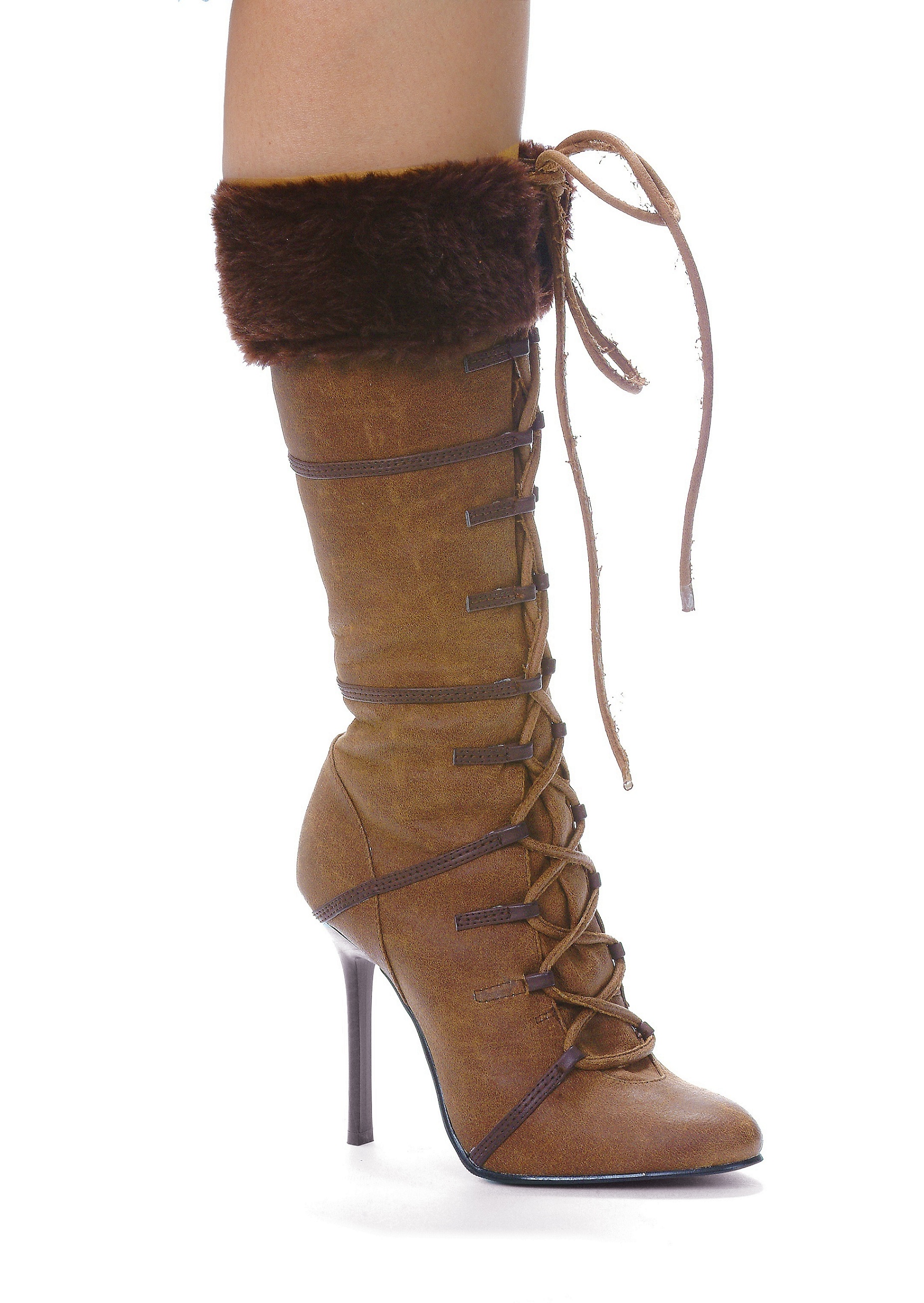 Viking - 4 Inch Heel Fur Top Lace-Up Boots